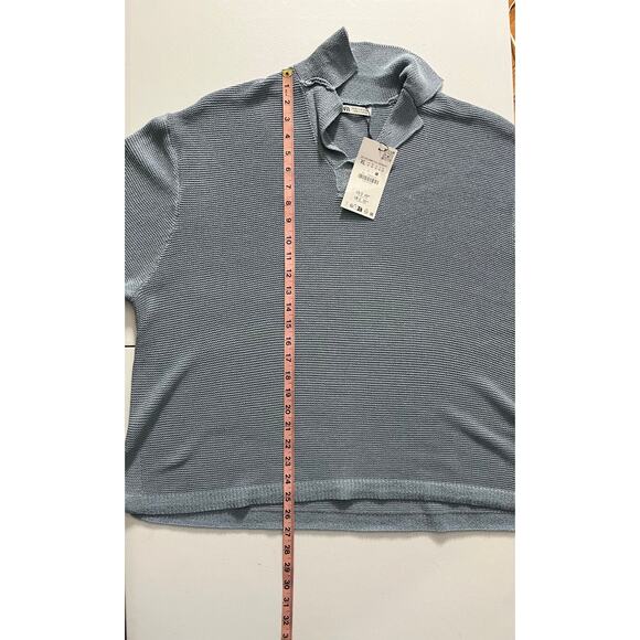 Zara powder blue KNIT POLO SHIRT sweater Size XL NWT $50 - Picture 7 of 7